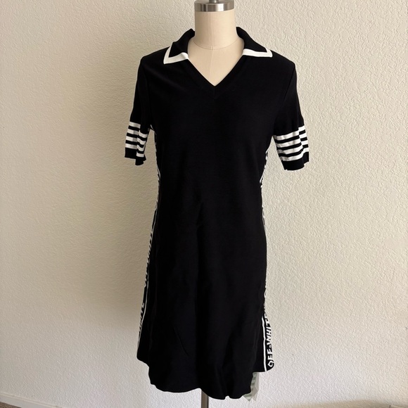 Off-White Black Dress with White Accents